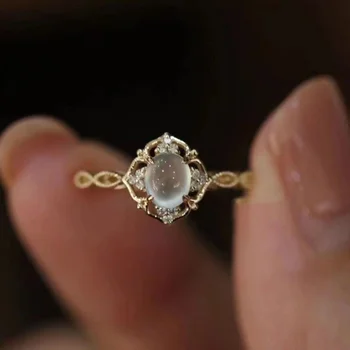 מתקדם חדש רומנטי הירח טבעת פתוחה נשי מתוק ארוג טבעת חלול פופולרי קישוט